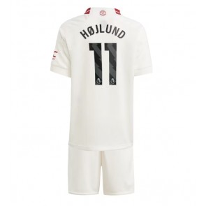 Lacne Dětský Futbalové dres Manchester United Rasmus Hojlund #11 2023-24 Krátky Rukáv - Tretina (+ trenírky)